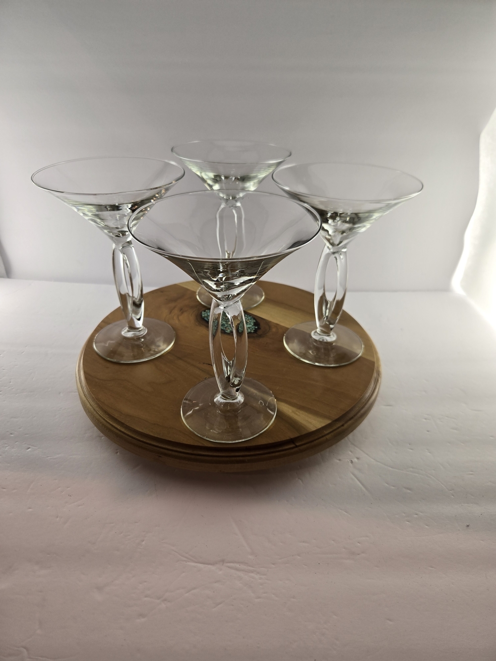 Vintage Libbey Omega Martini Glass Art Deco Clear OpenCutout Geometric Stem 8883